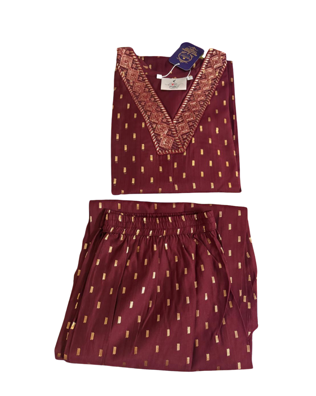 Brown Colour Cord Set – Regal Ethnic Elegance