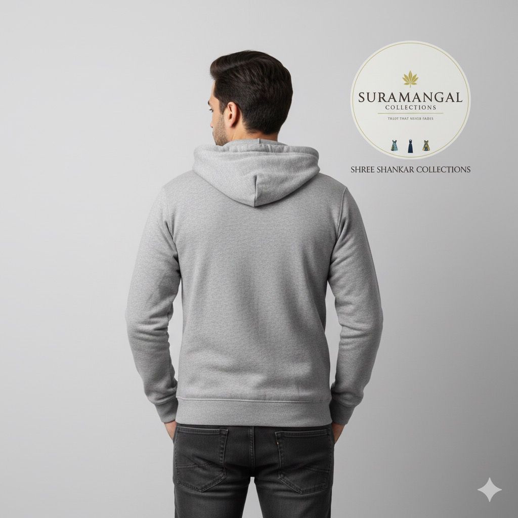 Grey Cotton Hoodie Without Zipper – 300 GSM | M‑XXL