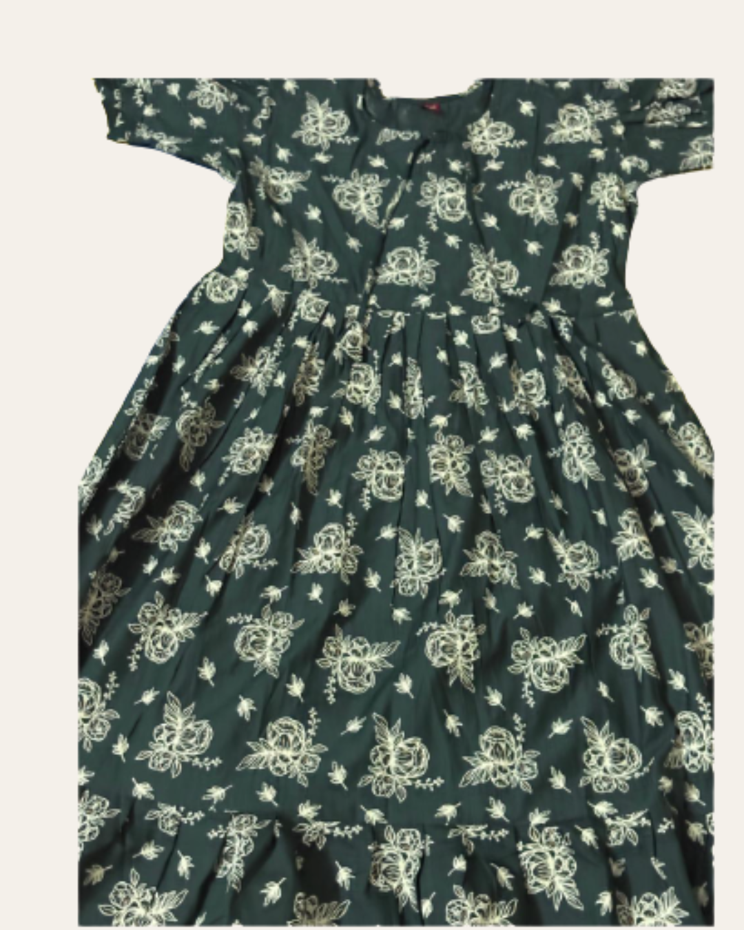 Dark Green Bloom Kurthi – Elegant Everyday Wear