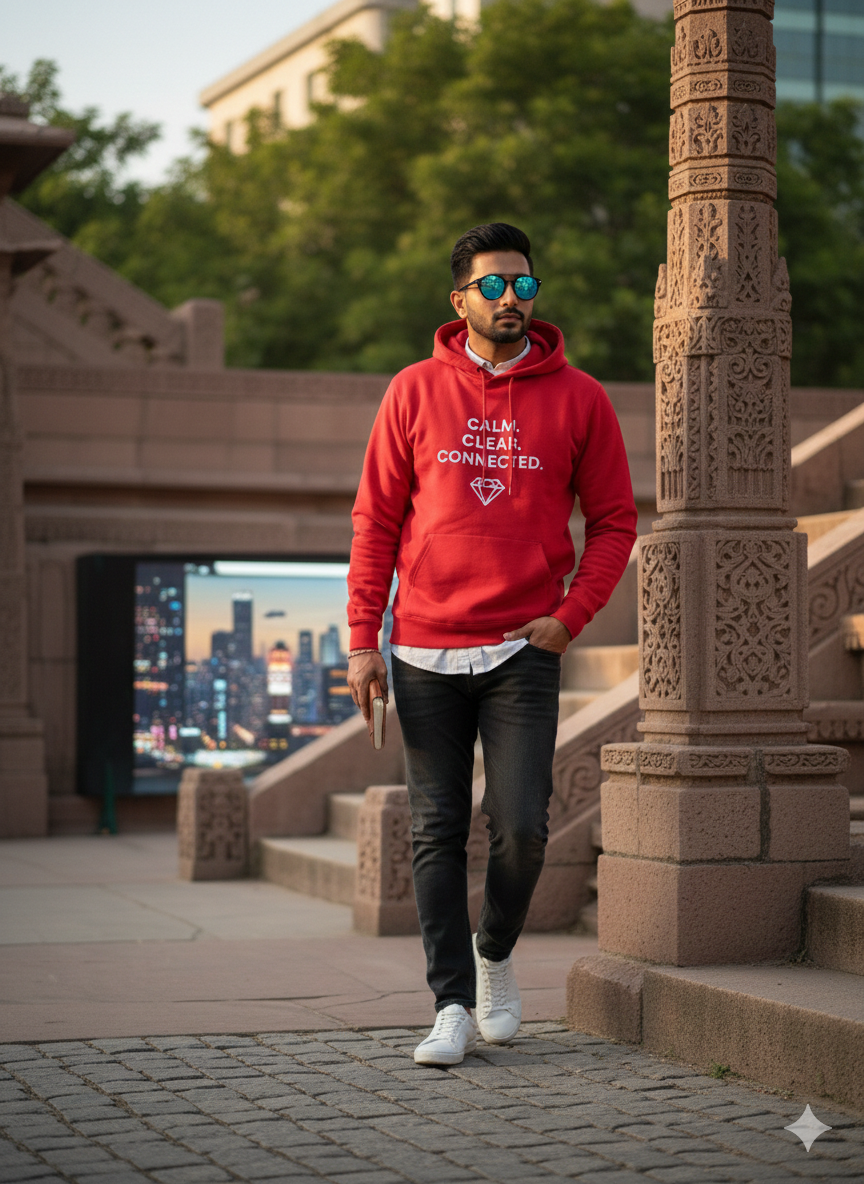 Red Cotton Hoodie without zipper uni sex – 300 GSM| S to XXL Available