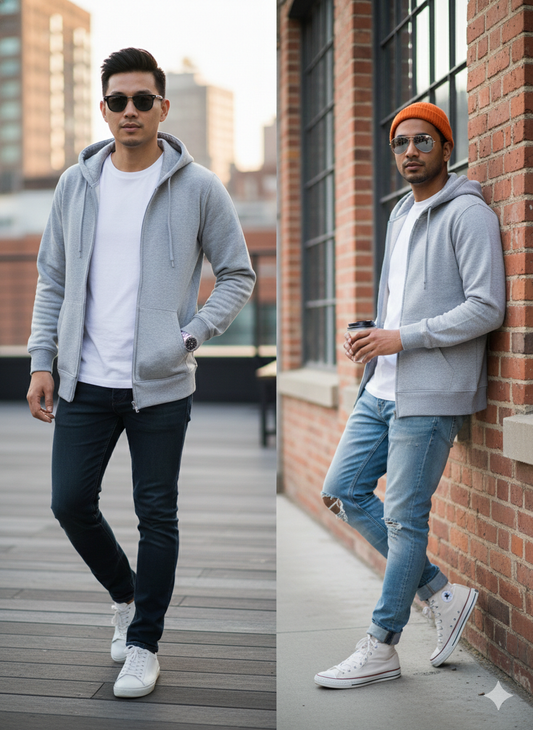 Grey Cotton Hoodie Without Zipper – 300 GSM | S to XXL