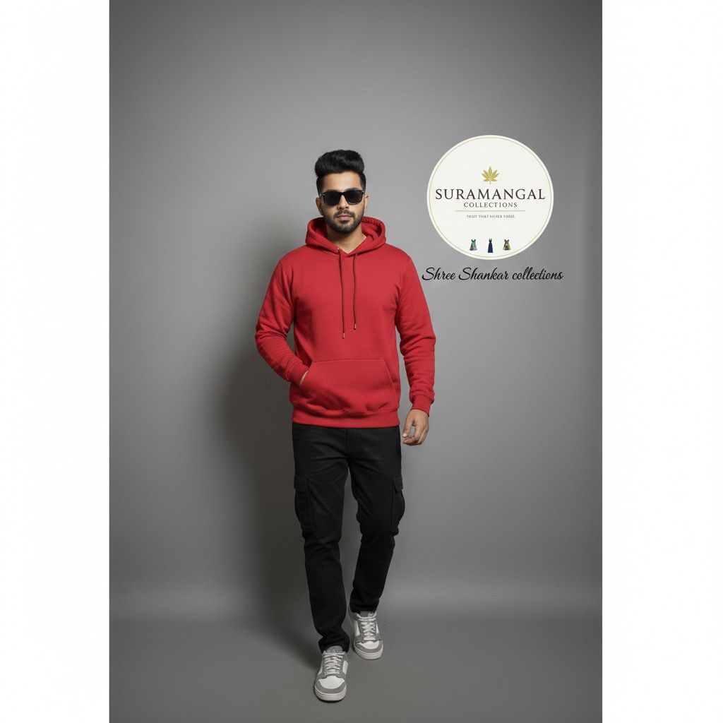 Red Cotton Hoodie Without Zipper – 300 GSM | S‑XXL (Copy)