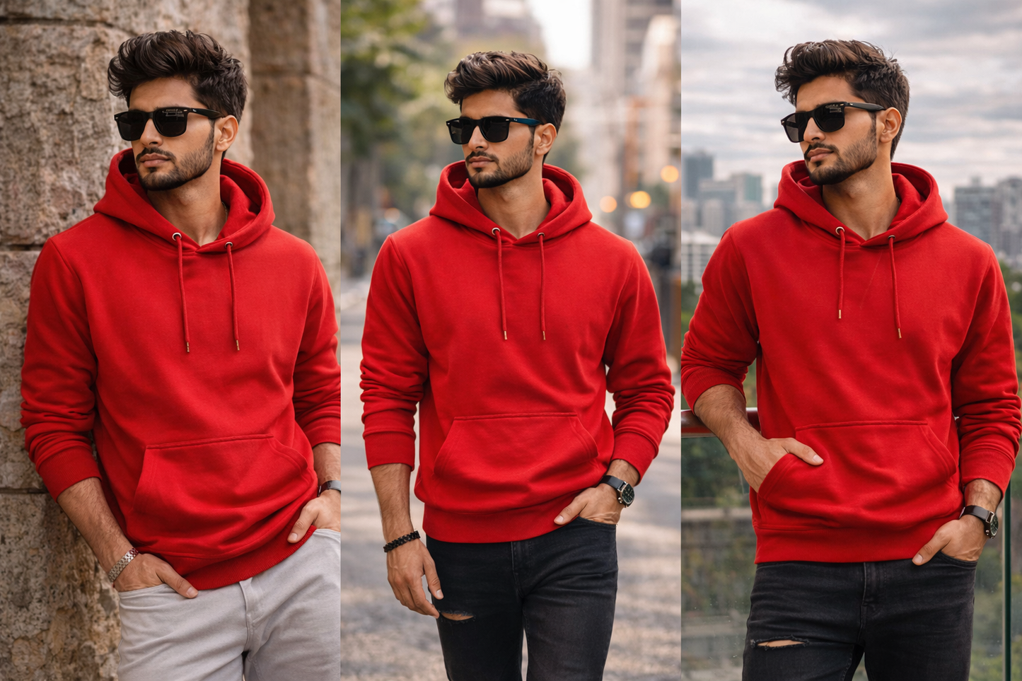 Red Cotton Hoodie without zipper uni sex   – 300 GSM| S to XXL Available