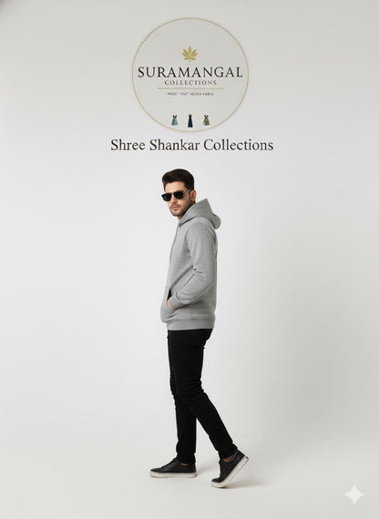Grey Cotton Hoodie Without Zipper – 300 GSM | S to XXL