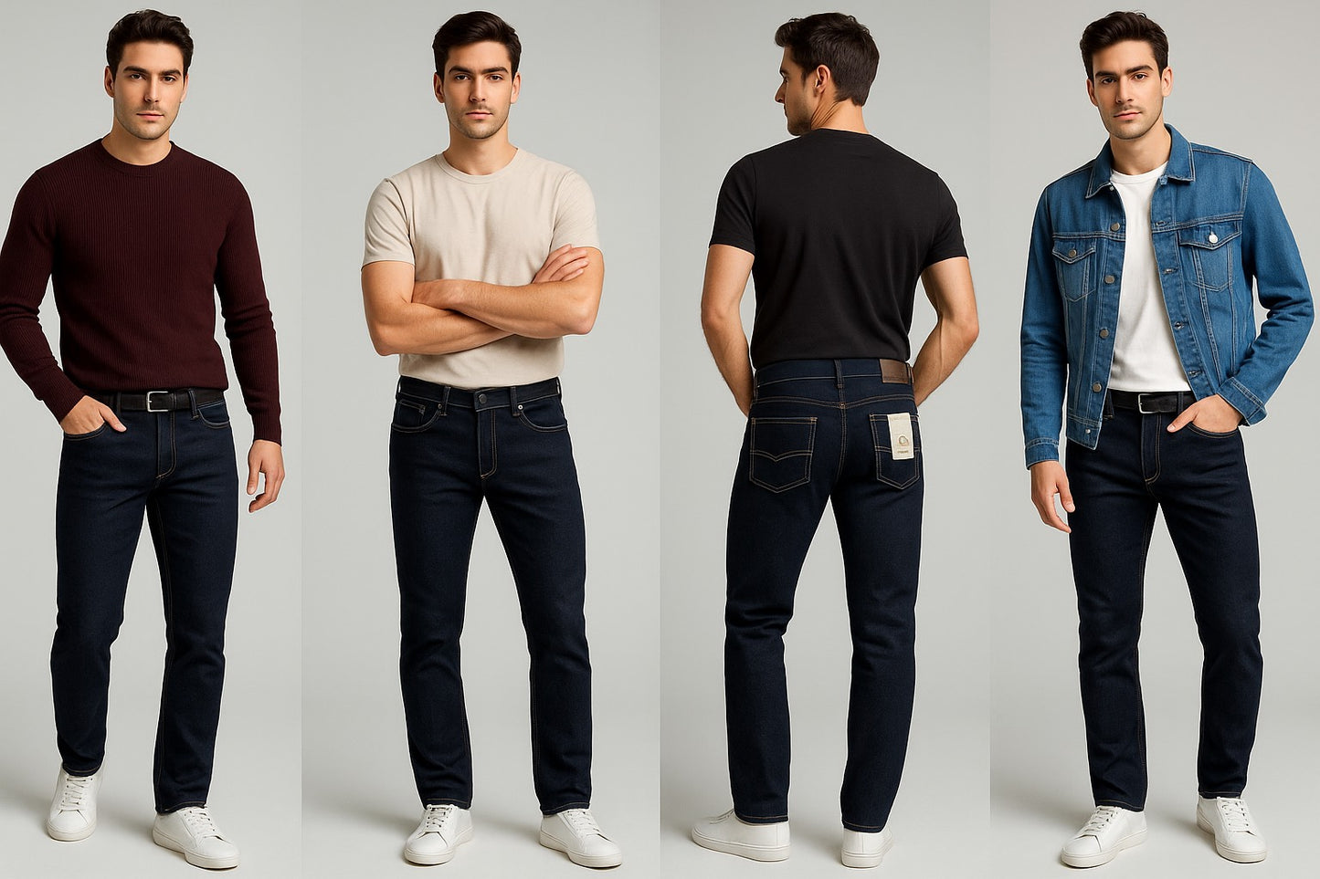 Slim Tapered Jeans – Dark Indigo Blue Jeans Plain 0f size -34