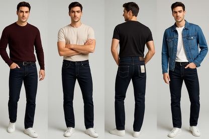 Slim Tapered Jeans – Dark Indigo Blue Jeans Plain 0f size -34