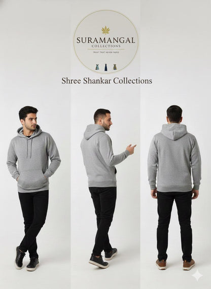 Grey Cotton Hoodie Without Zipper – 300 GSM | S to XXL