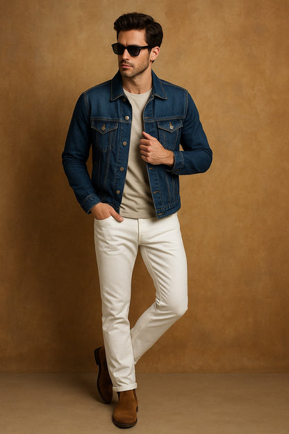 Men's Cream color Jeans – Classic Fit, 30 x 32 of Available Sizes - 30 , 32,34 & 36