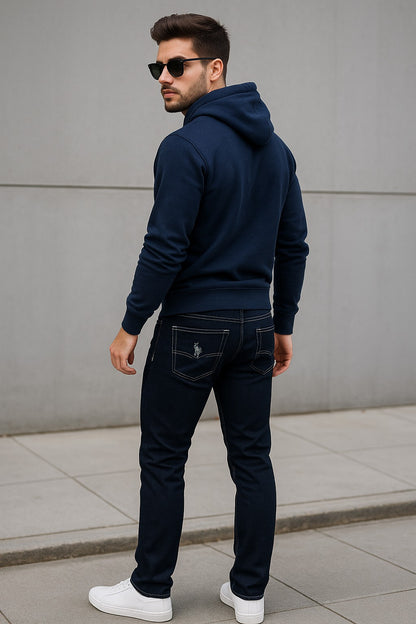 Slim Tapered Jeans – Dark Indigo Blue Jeans Plain 0f size -34