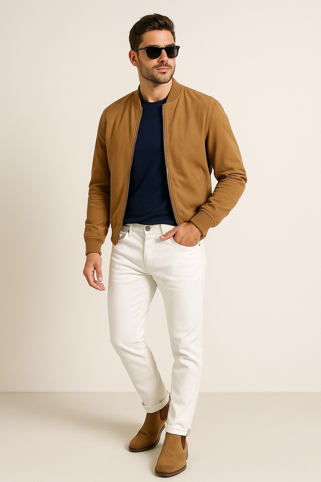 Men's Cream color Jeans – Classic Fit, 30 x 32 of Available Sizes - 30 , 32,34 & 36