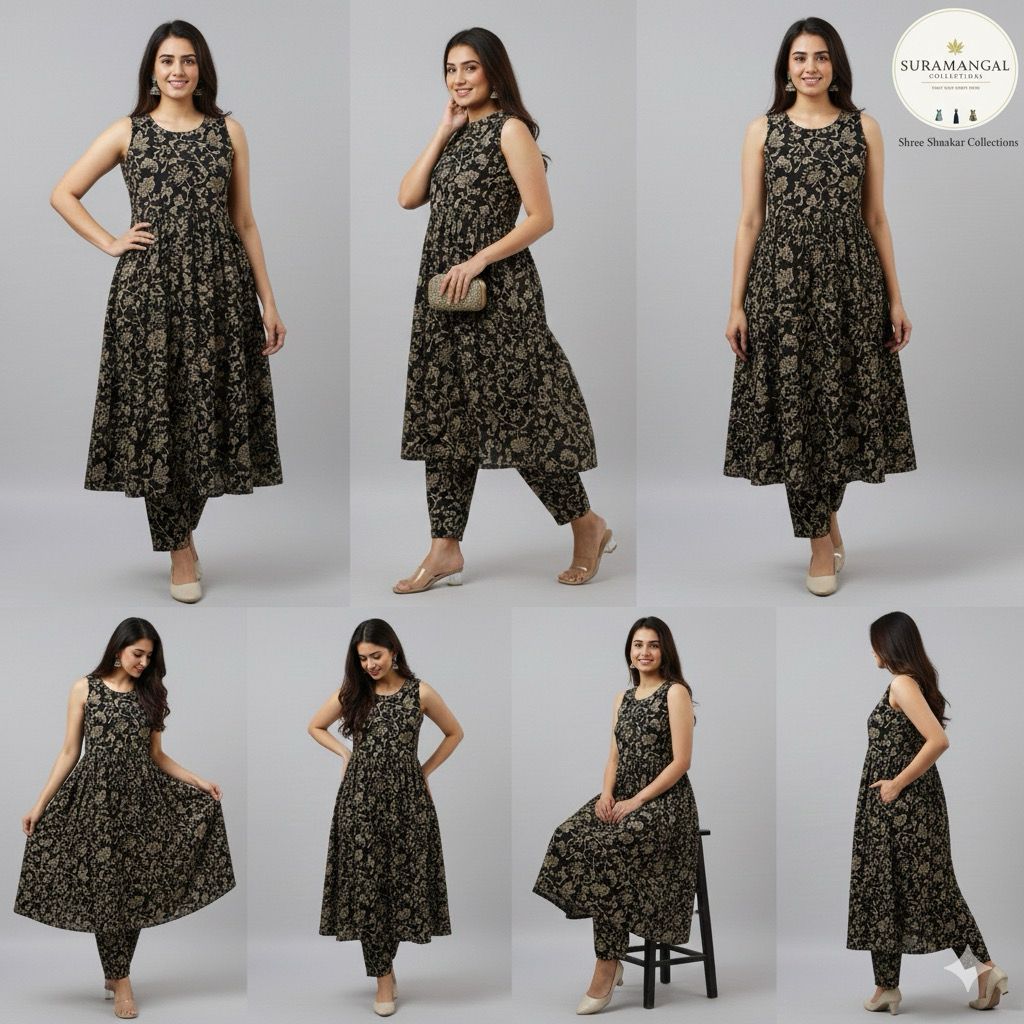 Midnight Bloom Co-ord – Regal Elegance in Black & Gold