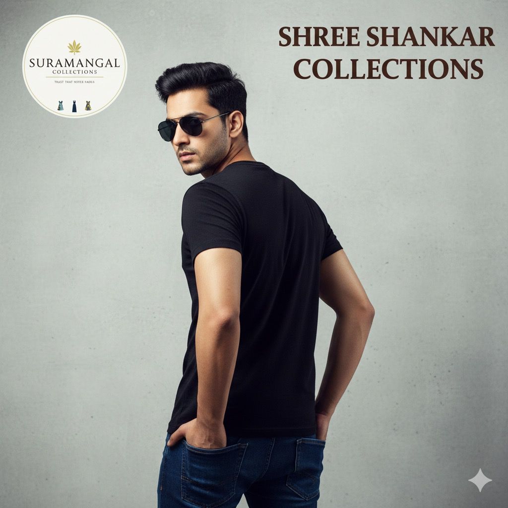 Black Cotton Round Nek T-Shirt – 180 GSM | S-XXL