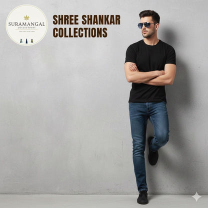 Black Cotton Round Nek T-Shirt – 180 GSM | S-XXL