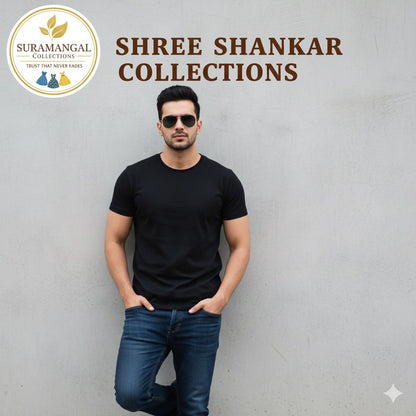 Black Cotton Round Nek T-Shirt – 180 GSM | S-XXL