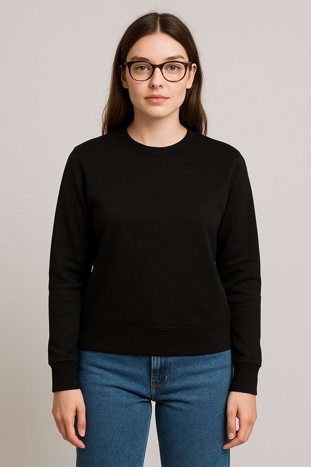 Premium Black Crewneck Sweatshirt – Timeless Comfort & Style