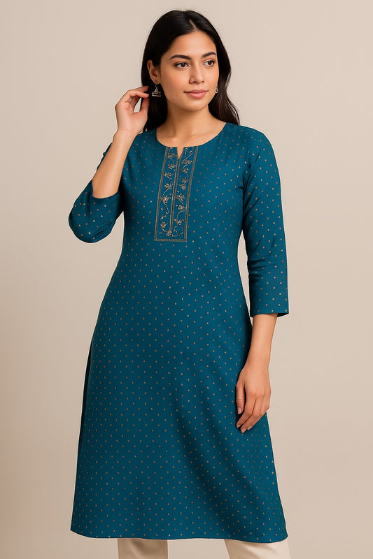 Royal Blue Embroidered Kurta – Festive & Elegant