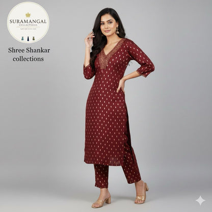 Brown Colour Cord Set – Regal Ethnic Elegance