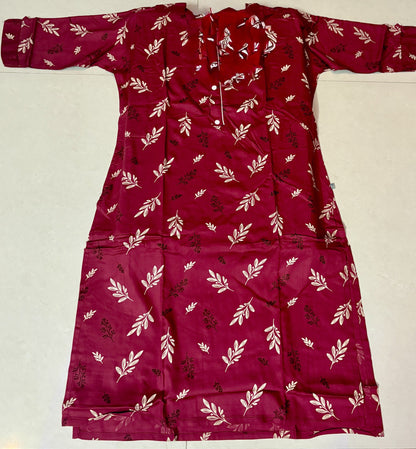 Maroon Leaf Whisper Kurthi – Effortless Elegance in Every Threa