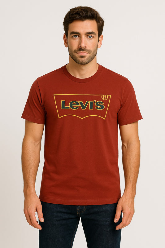 Brown Colour Round Neck Printed T-Shirt