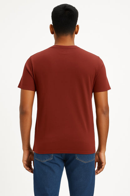Brown Colour Round Neck Printed T-Shirt