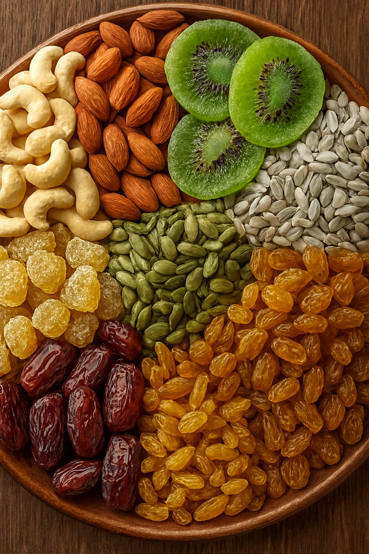 Dry Fruit Combo Pack 1  of 200g Each (Cashew, Almonds , Amla Candy Sweet, Sunflower Seeds, Pumpkin Seeds, Kiwi, Kismis