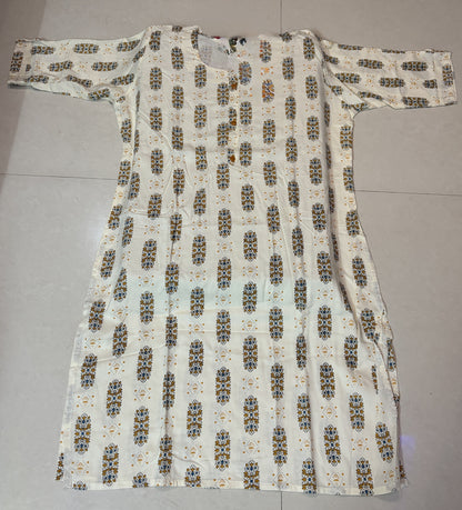 Cream Ornamental Printed Kurti – Light & Graceful