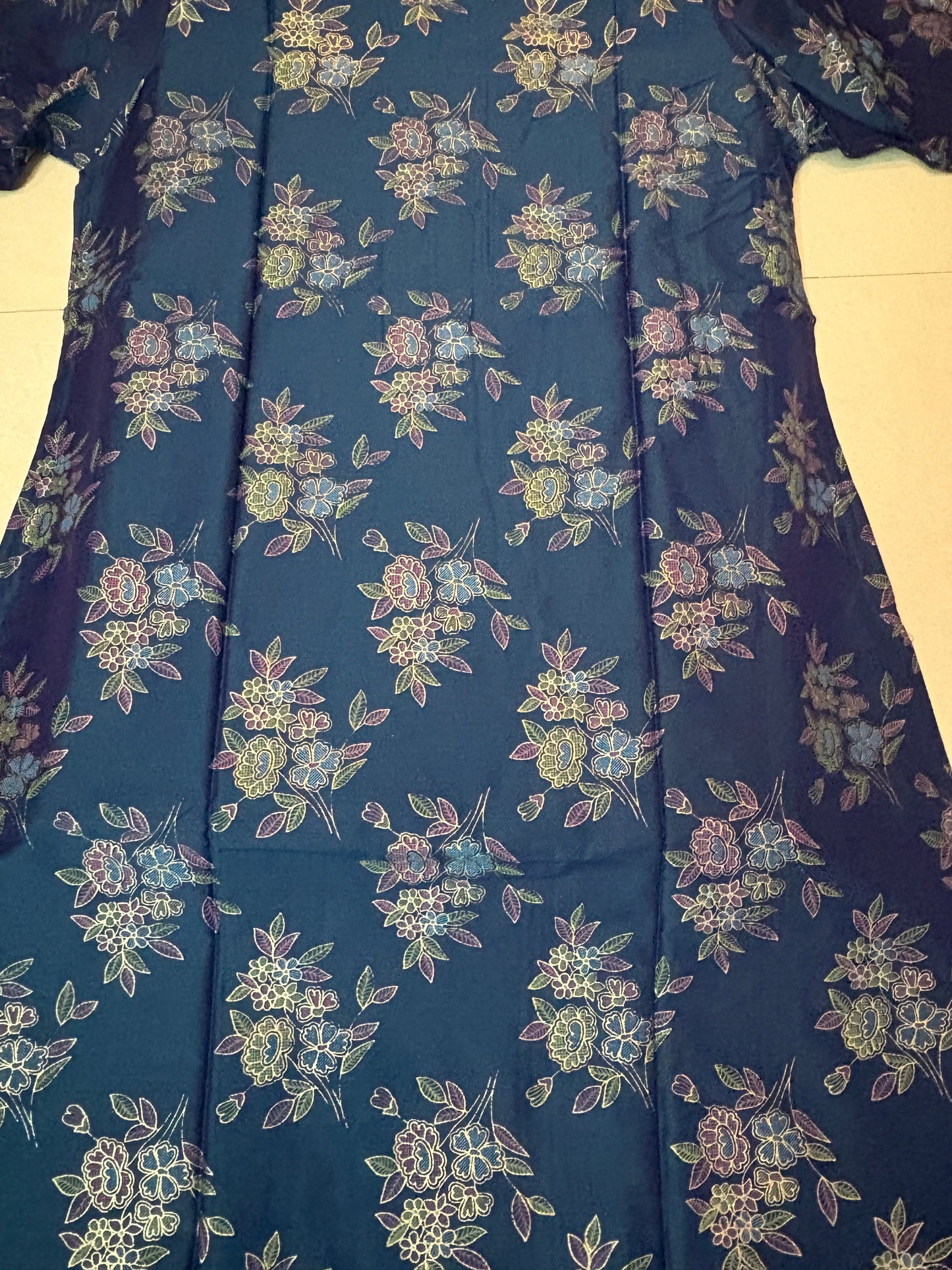 Floral Symphony Cotton Blend – Midnight Blue