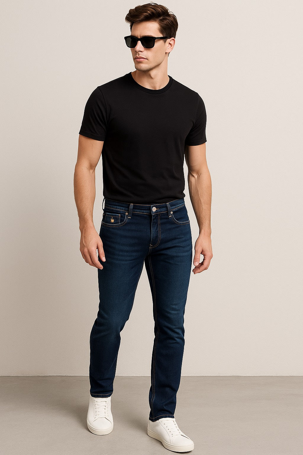 Dark Blue Denim Jeans – Classic Fit with Contrast Stitching (Sizes 30 & 36)