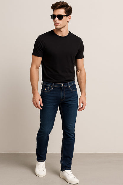 Dark Blue Denim Jeans – Classic Fit with Contrast Stitching (Sizes 30 & 36)