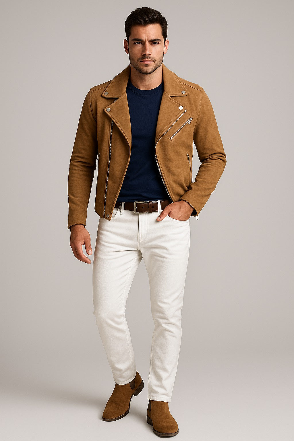 Men's Cream color Jeans – Classic Fit, 30 x 32 of Available Sizes - 30 , 32,34 & 36