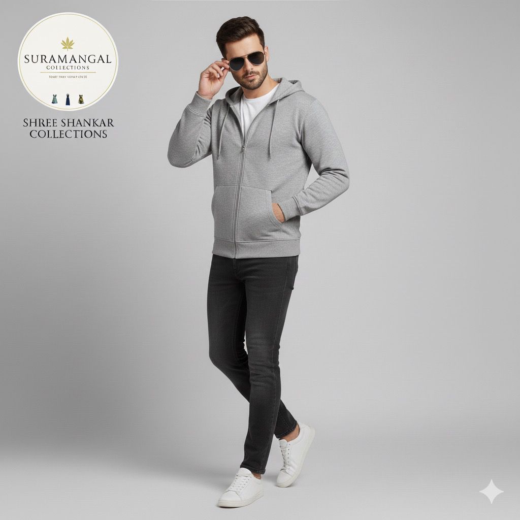 Grey Cotton Hoodie Without Zipper – 300 GSM | M‑XXL