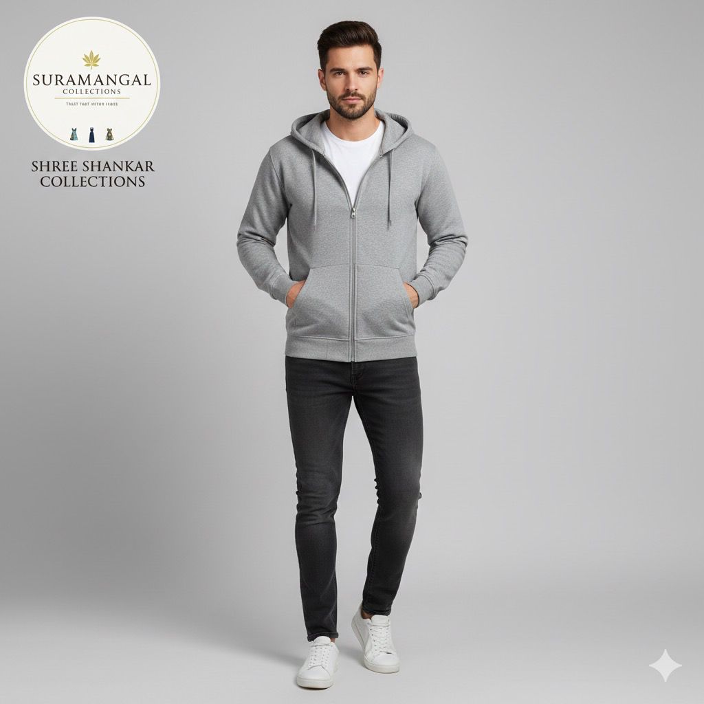 Grey Cotton Hoodie Without Zipper – 300 GSM | M‑XXL