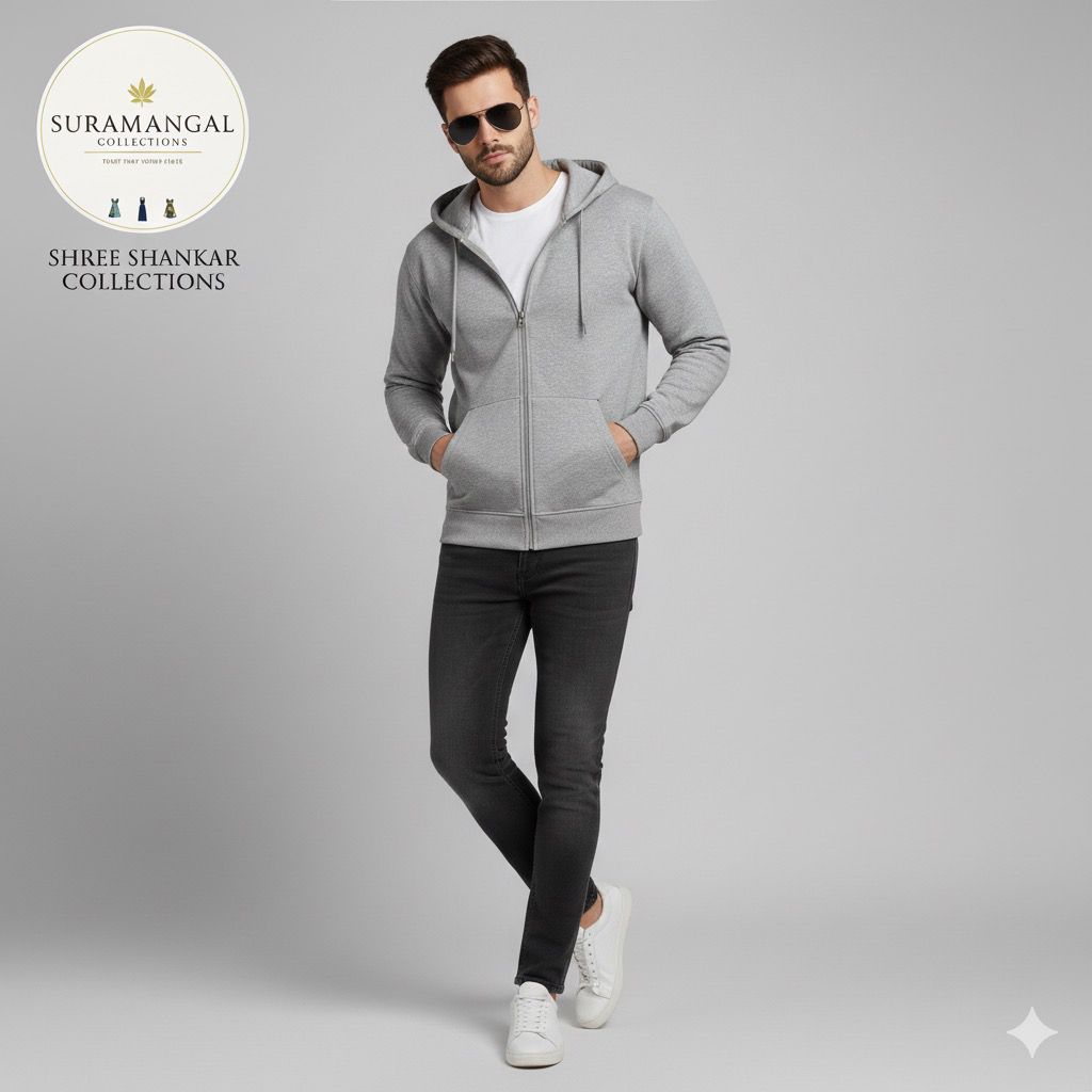 Grey Cotton Hoodie Without Zipper – 300 GSM | M‑XXL