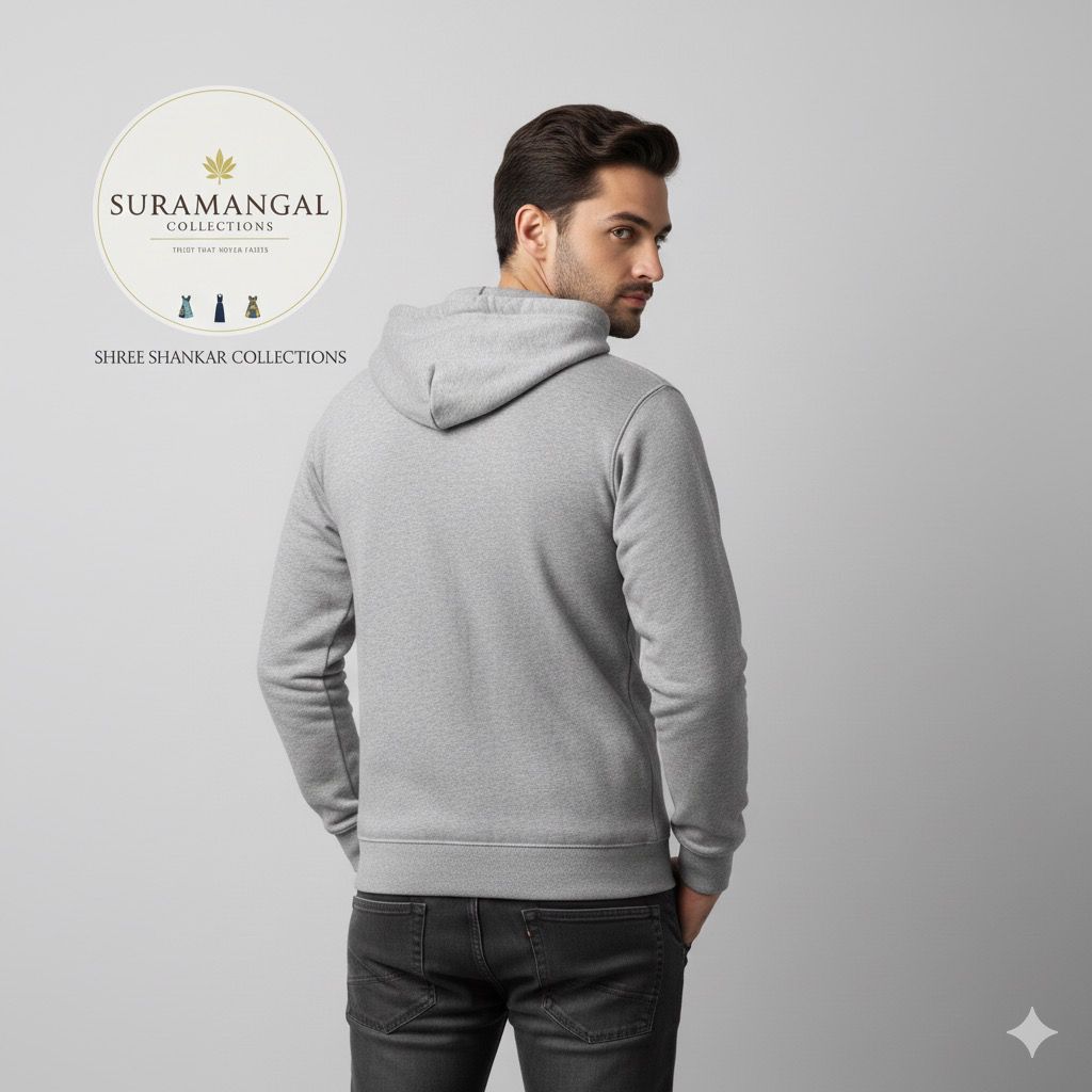 Grey Cotton Hoodie Without Zipper – 300 GSM | M‑XXL