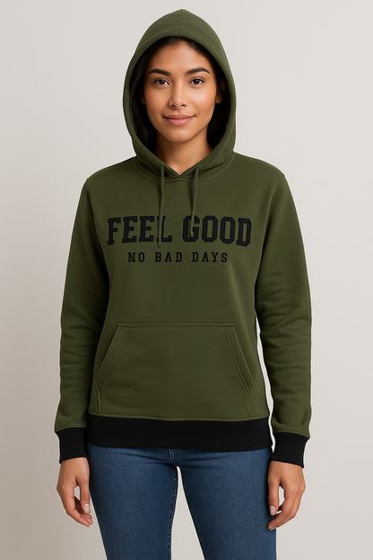Feel Good Hoodie – No Bad Days Edition (Green & Black)
