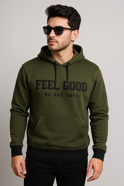 Dark Green "Feel Good" Hoodie – No Bad Days Edition