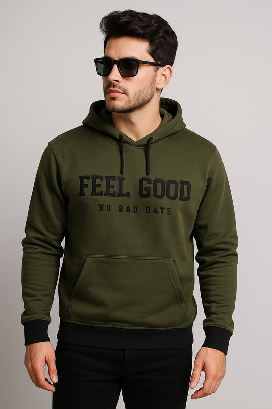 Dark Green "Feel Good" Hoodie – No Bad Days Edition