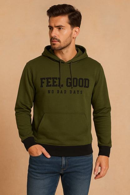 Dark Green "Feel Good" Hoodie – No Bad Days Edition