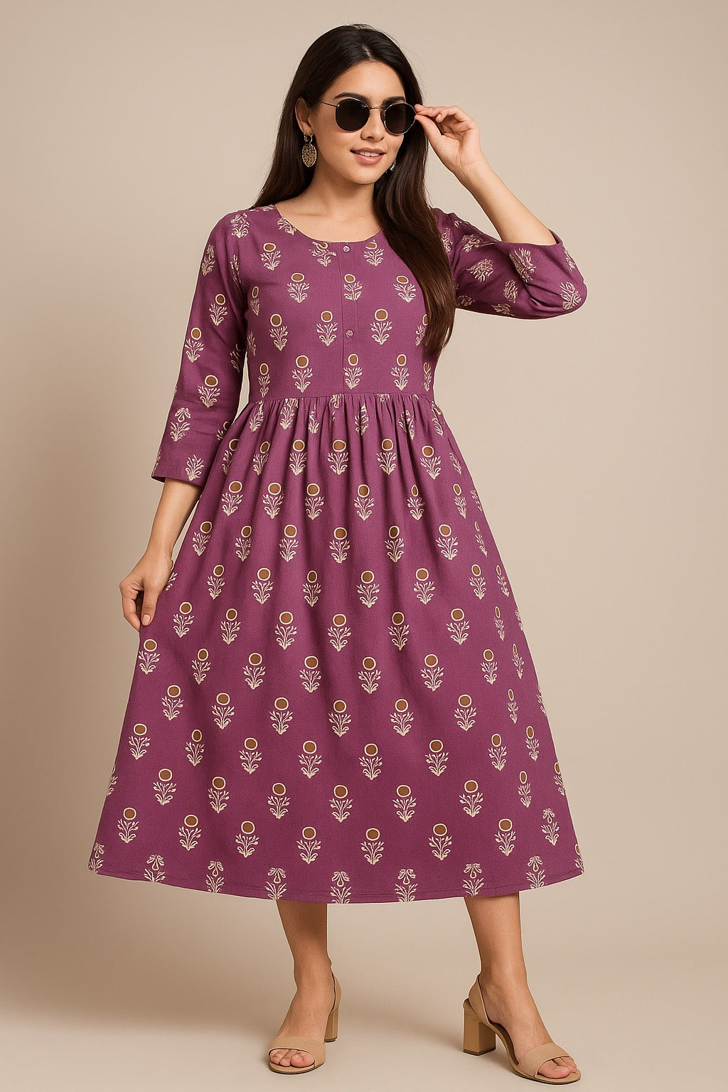 Elegant Violet Blossom Kurti – Grace in Every Thread