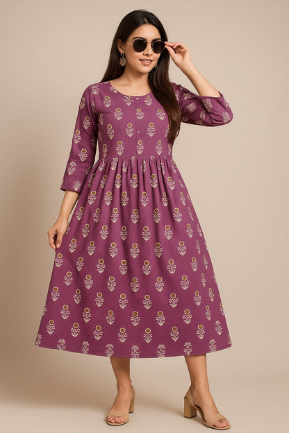 Elegant Violet Blossom Kurti – Grace in Every Thread