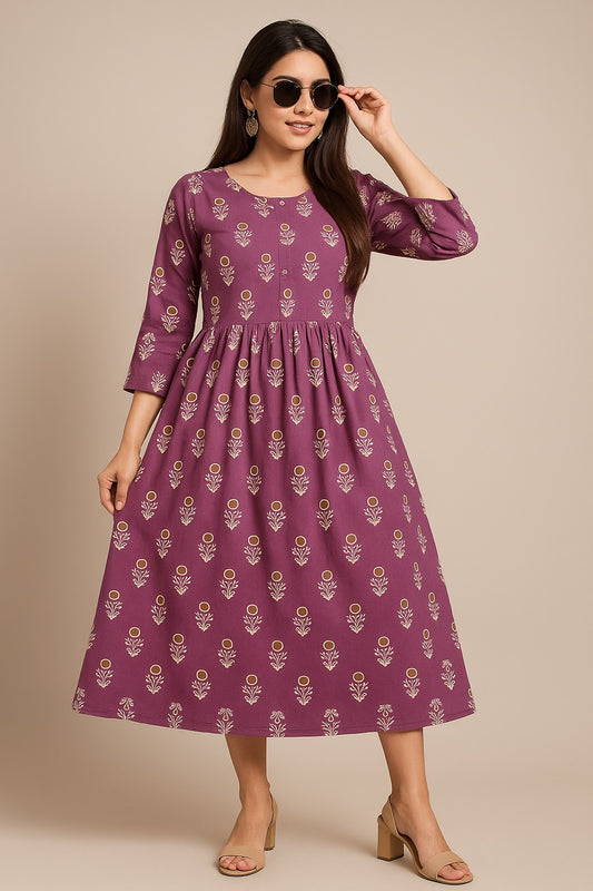 Elegant Violet Blossom Kurti – Grace in Every Thread