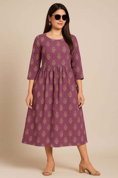 Elegant Violet Blossom Kurti – Grace in Every Thread