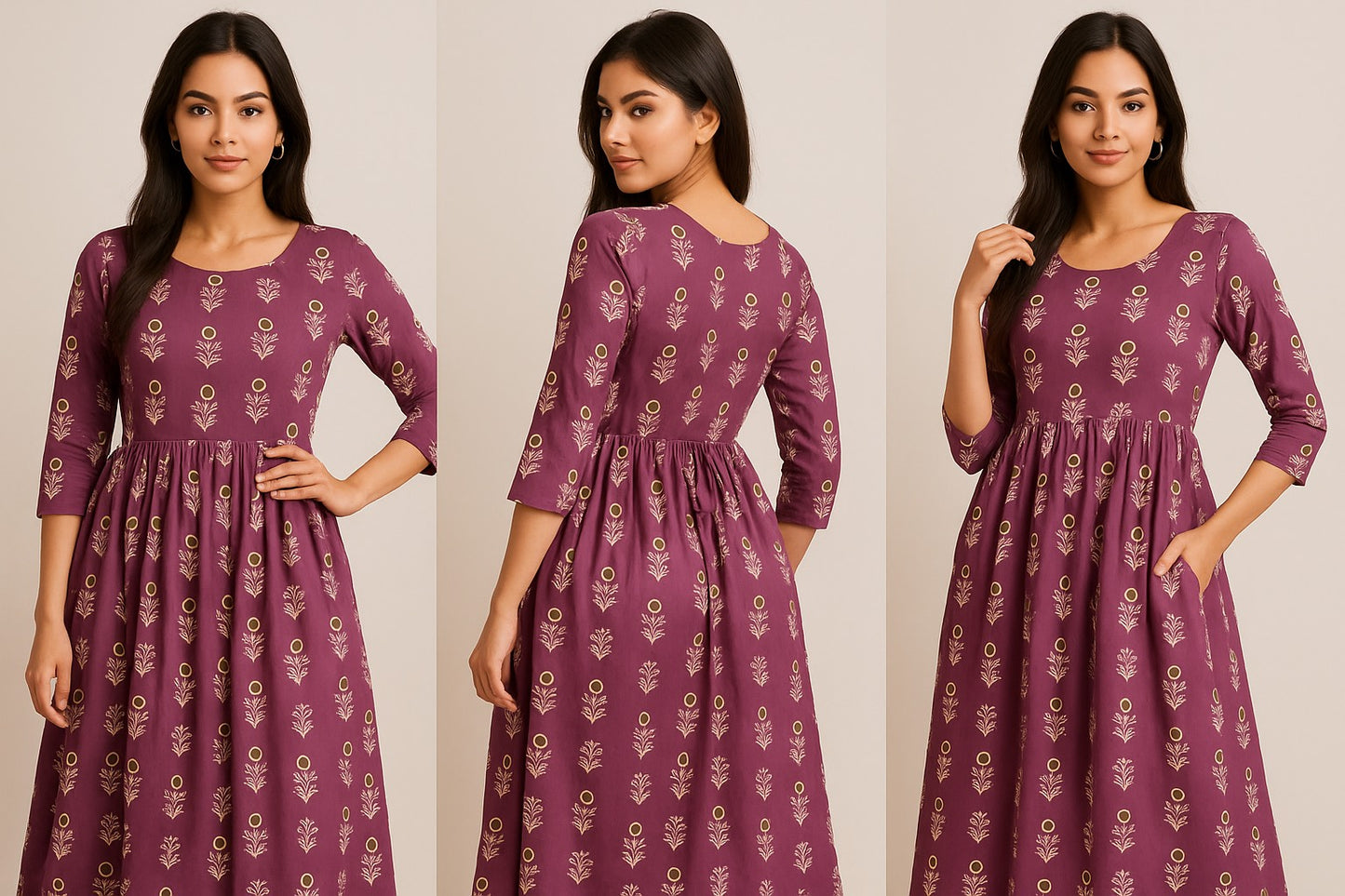 Elegant Violet Blossom Kurti – Grace in Every Thread