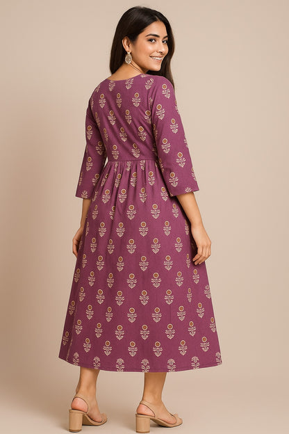Elegant Violet Blossom Kurti – Grace in Every Thread