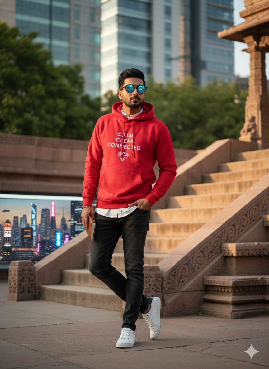 Red Cotton Hoodie without zipper uni sex   – 300 GSM| S to XXL Available