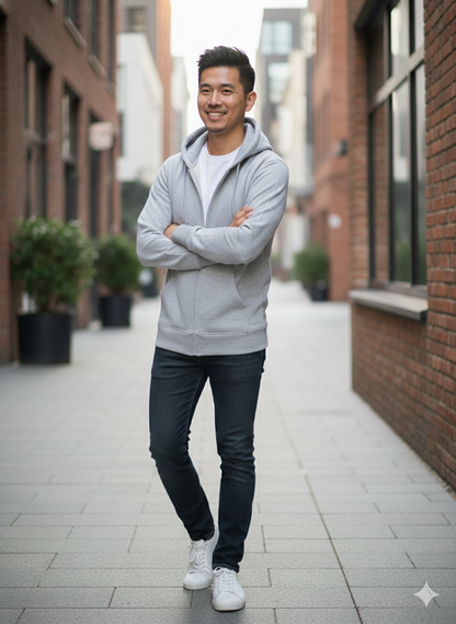 Grey Cotton Hoodie Without Zipper – 300 GSM | S to XXL
