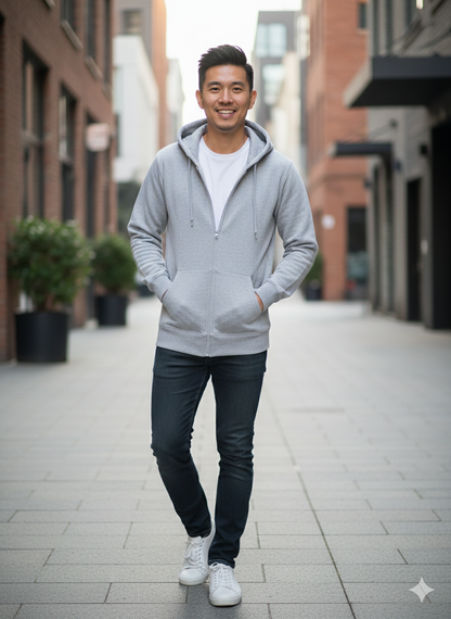 Grey Cotton Hoodie Without Zipper – 300 GSM | S to XXL
