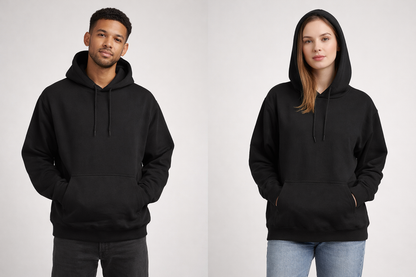 Black Cotton Hoodie with zipper  – 300 GSM| S to XXL Available