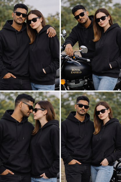 Black Cotton Hoodie with zipper  – 300 GSM| S to XXL Available