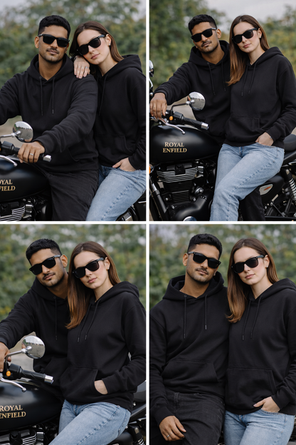 Black Cotton Hoodie with zipper  – 300 GSM| S to XXL Available
